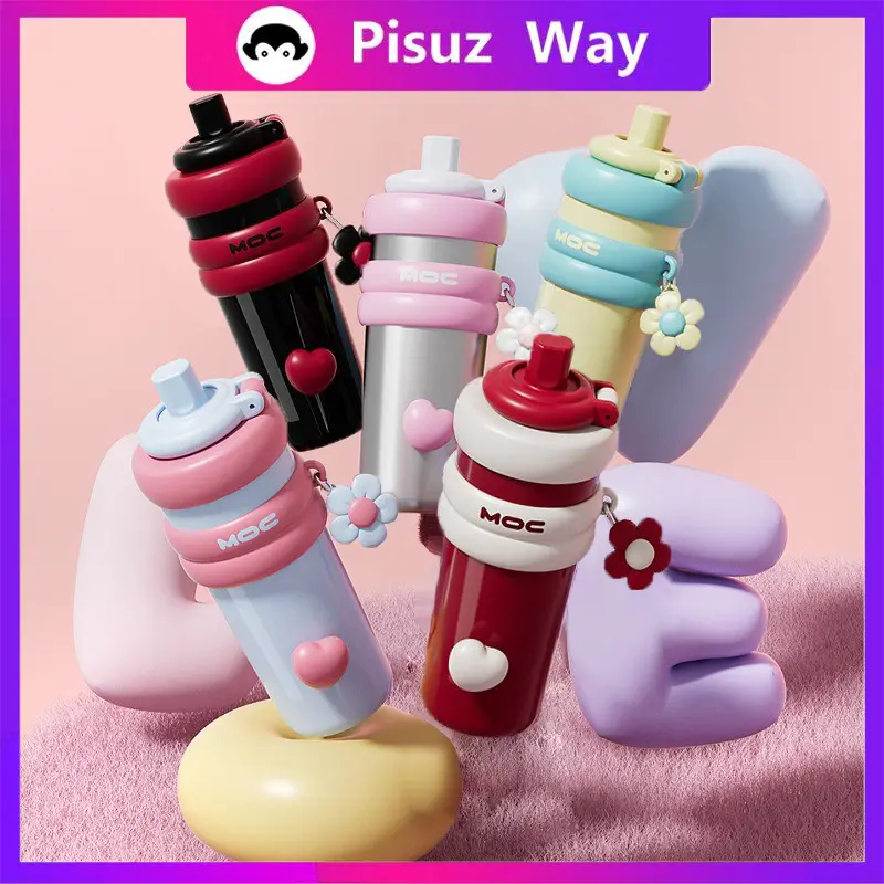 กระติกน้ำร้อน ซับเซรามิก 750ml กระติกน้ำร้อนยักษ์ Pisuz Way มาใหม่ในปี 2024 เหมาะสำหรับเด็กผู้หญิงและนักเรียน มูลค่าสูง ความจุมาก แบบพกพา พร้อมถ้วยฟาง