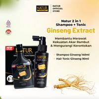 Gambar [PAKET 2 IN 1] NATUR Ginseng Shampoo 140ml & Hair Tonic 90ml - Paket Sampo Tonik Deep Conditioning Perawatan Rambut Rontok Anti Hair Fall dari Health and Beauty Solution Kota Tangerang 1 Tokopedia