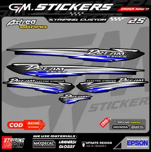 STRIPING STIKER VARIASI HONDA ASTREA GRAND BULUS SABIT IMPRESSA LEGENDA DREAM MOTIF STD RACING K143