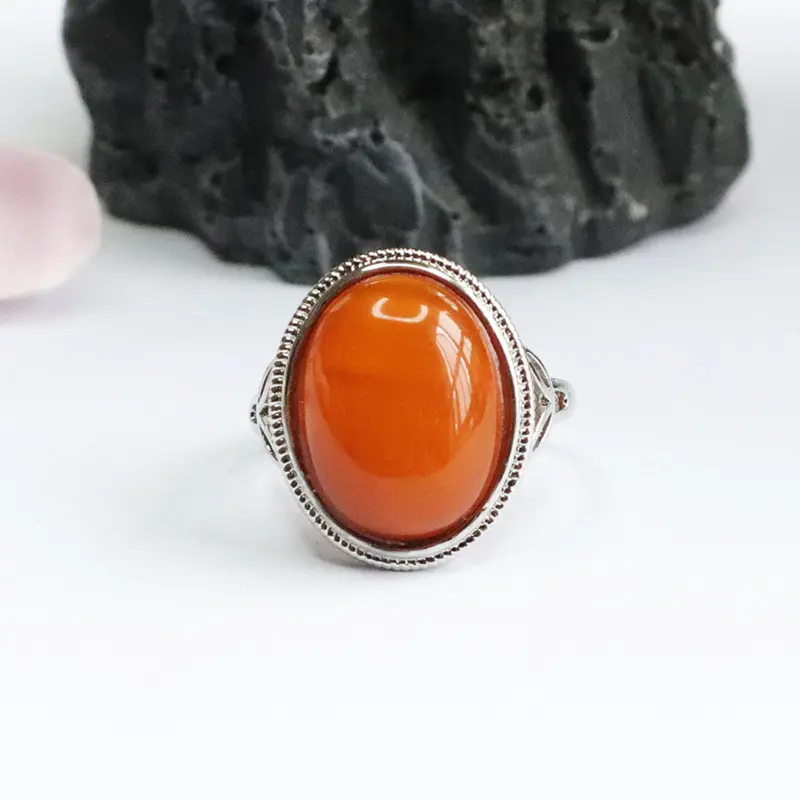 Honey wax ring, amber ring, old material, full of honey jewelry