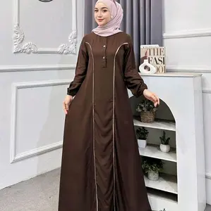 Gamis Polos Twill Ori Gamis Polos Asesoris List Pita Busui Kancing Depan Gamis Jumbo Gamis Kekinian
