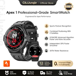 【Peluncuran Produk Baru】Citijungle GPS Smartwatch APEX1, 1.46‘’ Layar IPS Resolusi Tinggi, Dilengkapi GPS dan Giroskop Enam Sumbu, Tahan Air hingga 20 Meter (2ATM), Fitur Cerdas, Daya Tahan Baterai Super Lama, Koneksi Bluetooth.