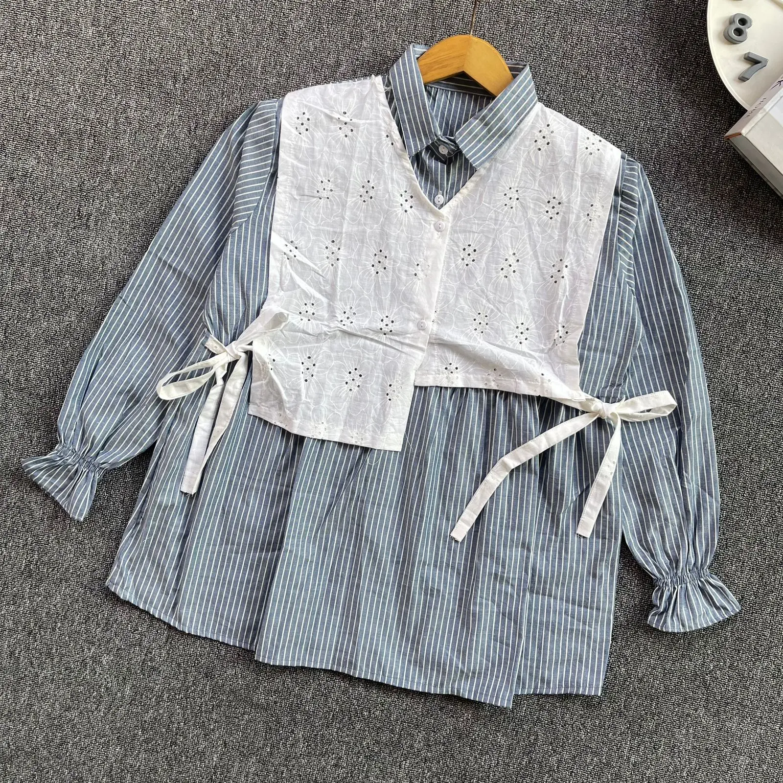 BLOUSE ARUMI SALUR KOMBINASI BRUKAT PREMIUM / ATASAN WANITA / KEMEJA SALUR LENGAN PANJANG