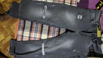 Product Review of 27-33 CELANA JEANS PANJANG ABU SOBEK PAHA BLACK VIPER   Melar Slim Fit Skinny Stretch Denim Lembut Pria Tebal from m** 2
