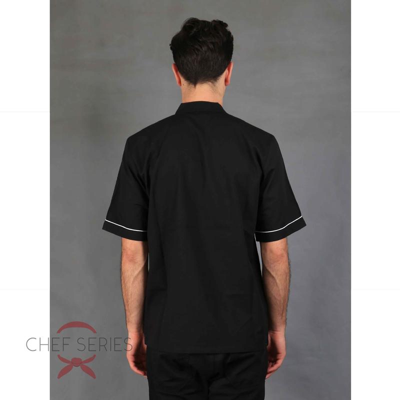 Chef Series Basic Tangan Pendek Baju Koki - Hitam Garis Putih 5