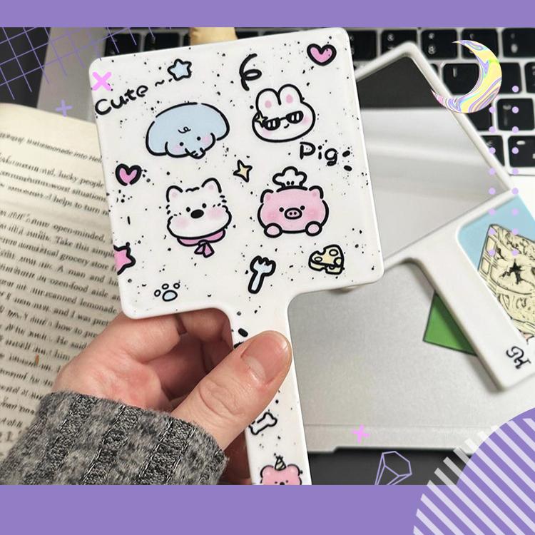 Gương vuông cầm tay trang điểm cho nữ dễ thương, nhỏ gọn tiện lợi