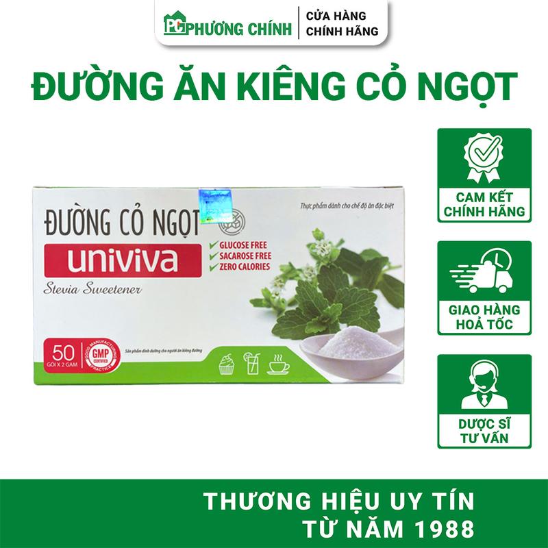 Đường Cỏ Ngọt UniViva Dành Cho Người Tiểu Đường Ăn Kiêng 50 Gói Hộp
