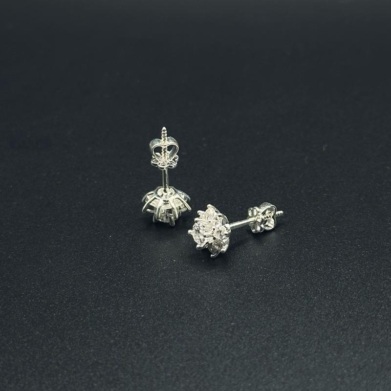 Khuyên tai hoa 8 cánh đính đá lấp lánh chất liệu bạc 925 Hiphinh Jewelry HJ06 6