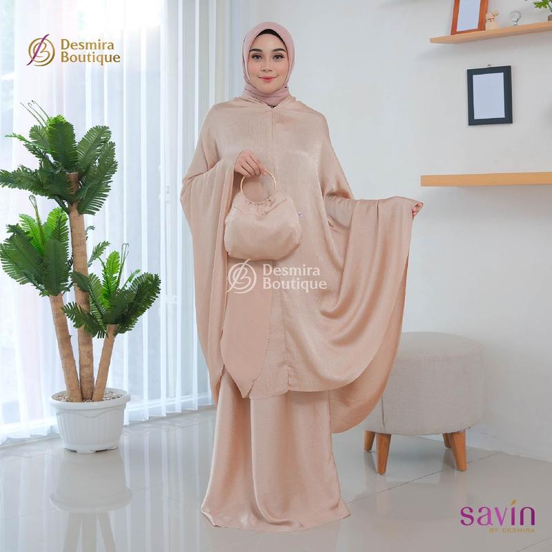 SAVIN BY DESMIRA -[ FREE SAJADAH ] MUKENA ELZYA CRADENZA SILK PREMIUM 2in1 Polos Cantik Dewasa Traveling 6