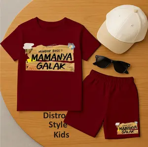 DISTRO STYLE KIDS-SETELAN ANAK LAKI LAKI KATA KATA MAMA NYA GALAK  UNTUK USIA 1-8 TAHUN / SETELAN ANAK LAKI LAKI & PEREMPUAN BAHAN KATUN COMBED / SETELAN KAOS ANAK HARIAN / SETELAN KAOS LENGAN PENDEK DAN CELANA PENDEK MOTIF MURAH