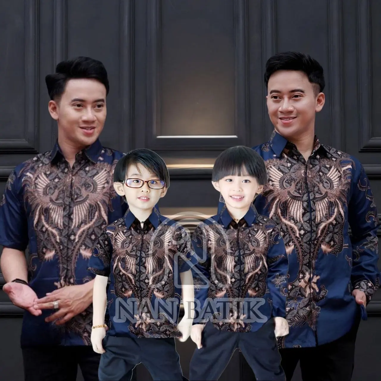 TERBARU BATIK LAYANGAN KEMEJA BATIK PRIA BIRU NAVY BIRU DONGKER batik ayah dan Batik anak cowok