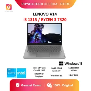 Laptop LENOVO V14 Ryzen 3 7520U x Intel i3-1315U RAM 16GB SSD 512GB up to 1TB Windows 11 Pro + Office Layar 14” FHD - LAPTOP ULTRABOOK NOTEBOOK