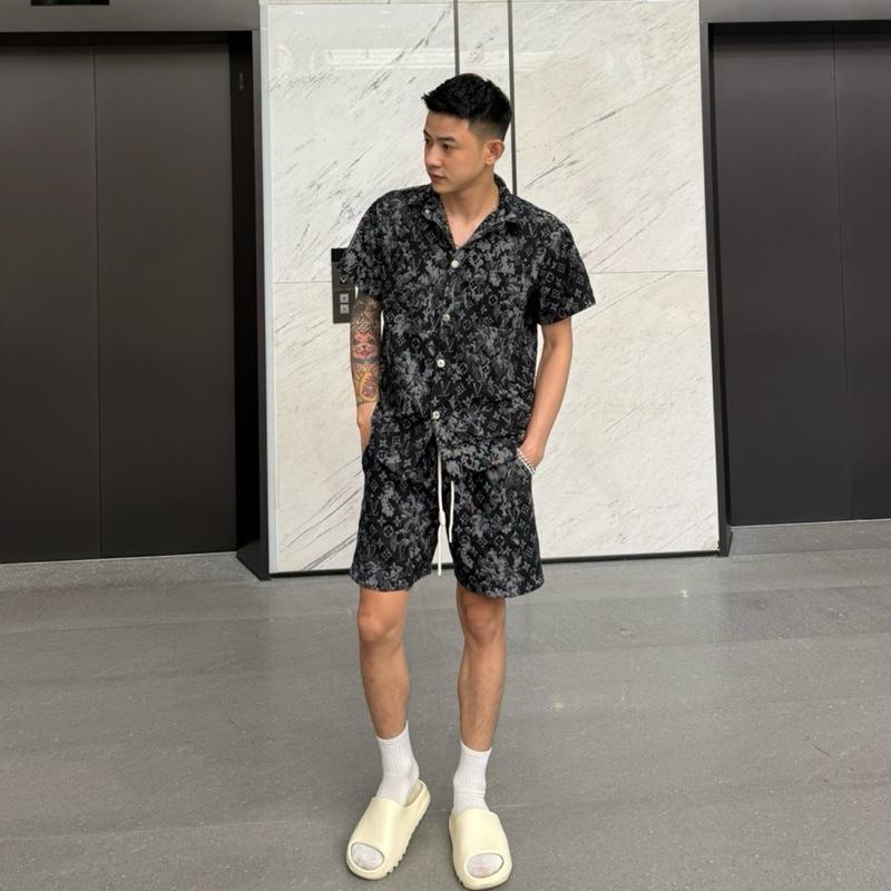 Set Bò Jean GuangZhou Denim Sơ Mi Họa Tiết Loang Cho Nam Vải Jean Dệt 40-86kg