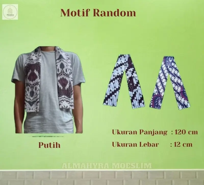 Selendang Batik I Cukin Batik Coklat Betawi Syal Batik Pria Wanita Anak Sampai Dewasa 2