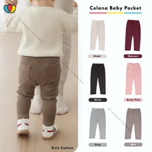 FAWA - Celana Baby Pocket Uk 0-24 Bulan / Cotton Rib Polos Clana Panjang Anak Laki Laki Perempuan Baby 0-6 6-12 Bulan 6-18 1 2 Tahun Bawahan Panjang Main Balita Sehari Hari Import Korean