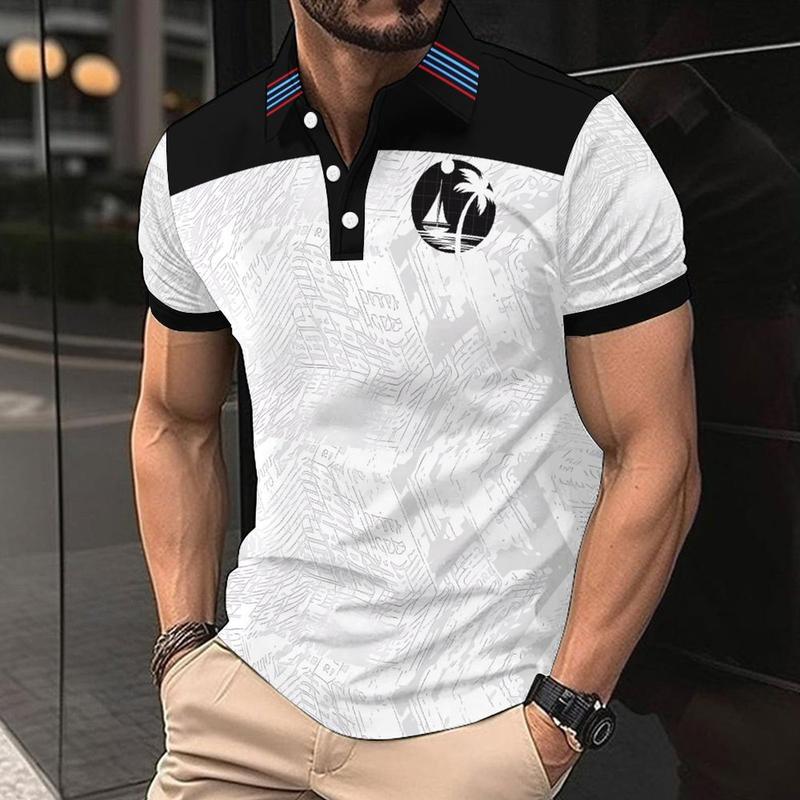 Áo Polo Nam ngắn Tay, Thích Hợp Mặc Thường Ngày Cài Cúc Trước, Cổ Áo Polo Hàng Đầu, Thời Trang Đường Phố, Mặc Hàng Ngày Mùa Hè, Áo Polo Nam, Mua Hàng 3
