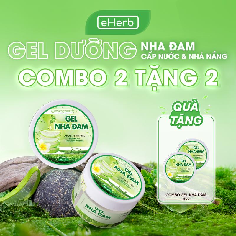 COMBO 2 TẶNG 2 Gel Nha Đam Lô Hội Dưỡng Ẩm MILAGANICS Cấp Nước Làm Mềm Phục Hồi Da Từ Nha Đam Tươi Dành Cho Da Khô Aloe Vera Soothing Gel 98% Đắp Mặt Nhả Nắng Dưỡng Da Skincare Nữ Women