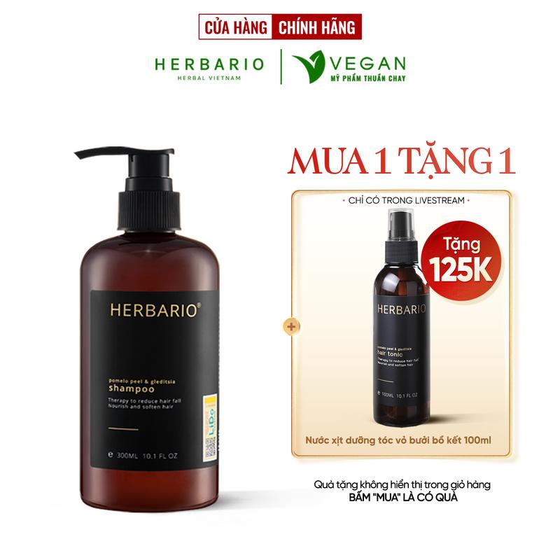 CHỈ CÓ TRONG LIVESTREAM MUA 1 TẶNG 1 Dầu gội vỏ bưởi và bồ kết HERBARIO 300ml TẶNG Nước xịt dưỡng tóc vỏ bưởi và bồ kết HERBARIO 100ml