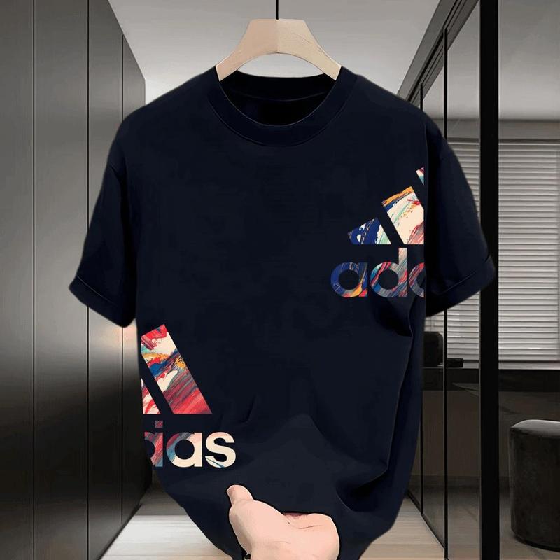 Kaos Unisex Katun 220g Lengan Pendek, Kerah Bulat, Model Longgar Gaya Amerika dengan Sablon Print