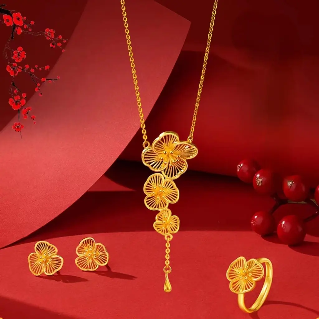 Plum Blossom Snow Silk Brass gilding Women's Set Chain Gift To Mother