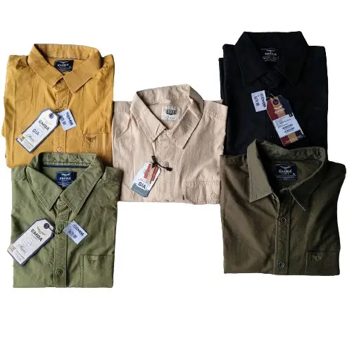 Kemeja Katun Lengan Panjang Polos EMBA untuk Pria Dewasa - Atasan Kerja Casual - Baju Formal Nyaman Santai Basic