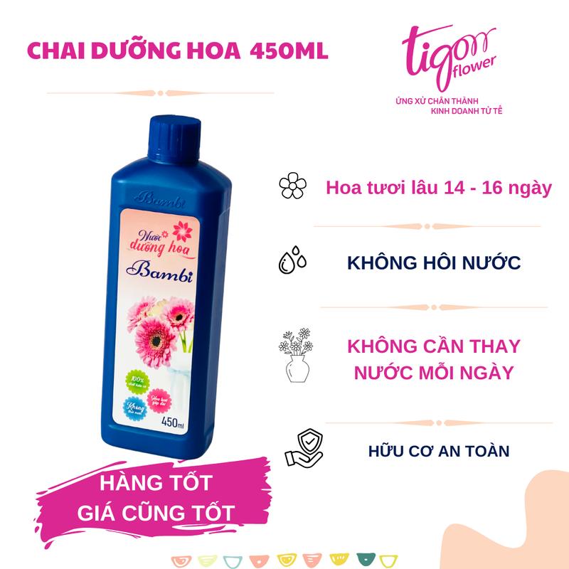 CHAI 450ML NƯỚC DƯỠNG HOA BAMBI - Giúp hoa tươi lâu và rực rỡ, giữ nước sạch hơn