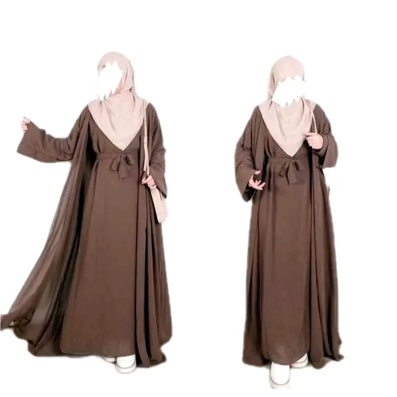 Set Gamis Salwa Abaya 2in1 Gamis Dan Outer Bahan Ceruty Babydoll Gamis Muslimah Terbaru Kekinian By You Glow Fashion 0