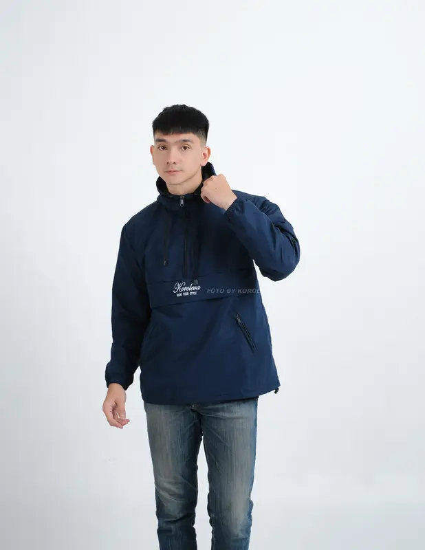 Jaket pria distro Bandung hoodie dua sisi bolak balik keren grosir pakaian keren jaket cowok jaket parasut jaket parasut pria jaket parka jaket pria distro Nyaman parasut cougle Bordir Waterproof Casual Fleece Sweater Tebal Hitam Jumper Navy jersey set 2