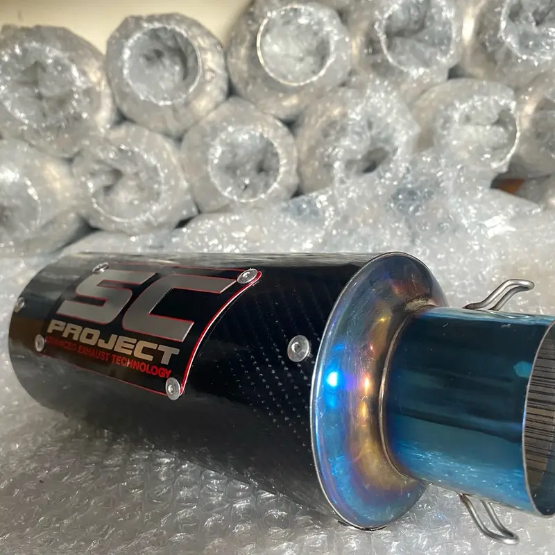 Knalpot sc procejt blue carbon fulset untuk Montor vixion cbr150 new cbr 150 old Byson Xsr Sonic Jupiter mx satria fu mx king dll 2