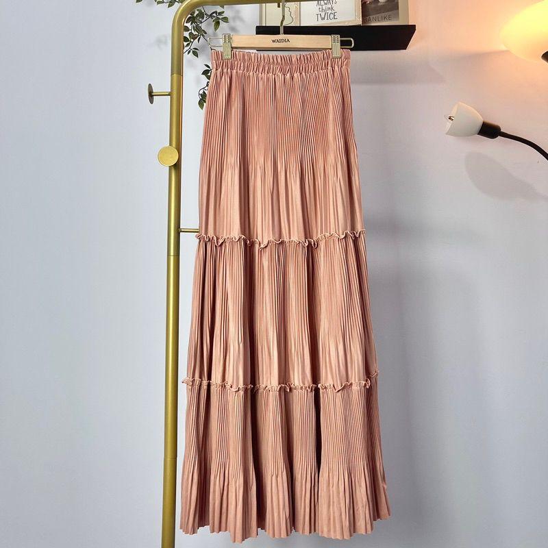 Rok Plisket Lidi Cabang Wanita Hyget Premium Pleats Skirt Karet Fit to XL - Panjang, Maxi, Rok Panjang Bawahan Wanita Casual