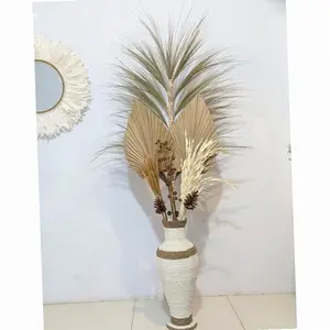 Paket lengkap termurah/ vas guci 50 CM/ daun palem kering/ pampas/ rayung/ dried flower | Hot Item