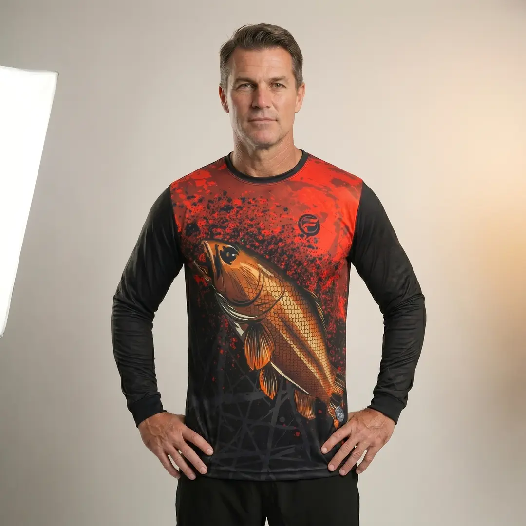 KIT 3 Camisa de Pesca Masculina Camiseta Dry Fit Blusa UV50 Manga Longa Gola Redonda Proteção Solar Tucunaré Dourado Traíra Pescaria