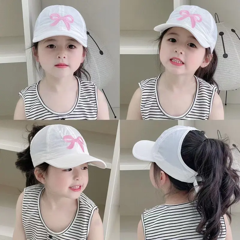 Mũ Mùa Hè Cho Trẻ Em, Mỏng Và Nhanh Khô, Mũ Mỏ Vịt, Nửa Đầu Rỗng Có Thể Buộc Đuôi Ngựa, Mũ Bóng Chày Che Nắng, Thích Hợp Cho Bé Gái Từ 2-8Y 2
