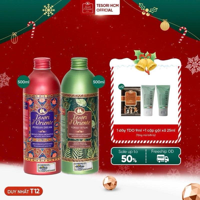   TẶNG 1 DÂY TDO 9ML+1 CẶP GỘI XẢ MLO 25ML  Combo 2 chai Sữa Tắm nước hoa Tesori d'Oriente 500ml chính hãng kèm vòi nhập khẩu trực tiếp từ Ý 