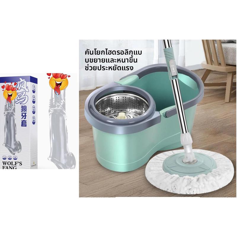 Thùng lau nhà xoay tự vắt dày dặn, vải lau cotton nguyên chất thấm hút nước, dùng khô và ướt, gia đình, lau sạch nhanh chóng.