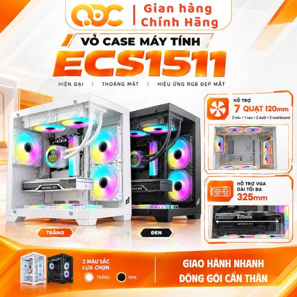 Vỏ case máy tính ECS1511 trong suốt tản nhiệt RGB hỗ trợ 7 quạt 120mm và VGA dài 325mm