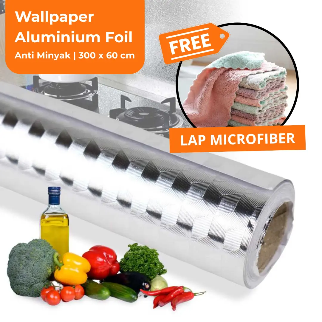FREE Lap Microfiber - Wallpaper 3 Meter Aluminium Foil 300x60cm