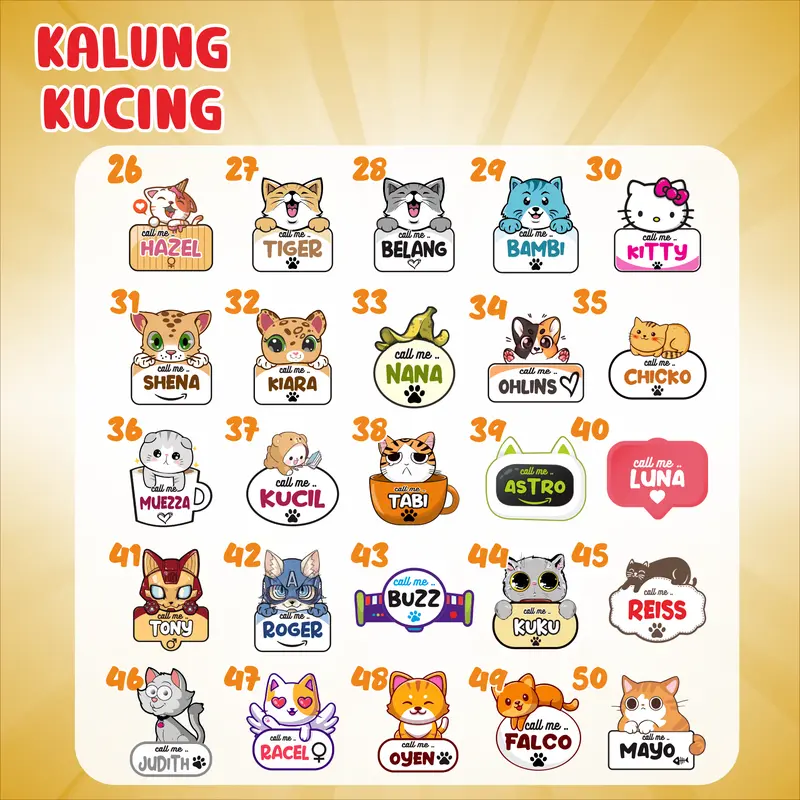 kalung kucing lonceng liontin akrilik free request nama 3