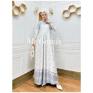Gamis Tasya Silk Premium Quality A Motif Bunga Terbaru Gamis Wanita Muslim Busui
