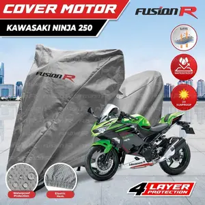 Fusion R Cover Sarung Penutup Motor KAWASAKI NINJA 250 4 Layer Waterproof Pelindung Motor Anti Air Panas UV Protect Outdoor
