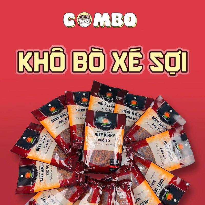 DEAL SỐC Combo Khô Bò Xé Sợi 50g Ăn Vặt Cay Ngọt Thơm Ngon Đậm Vị