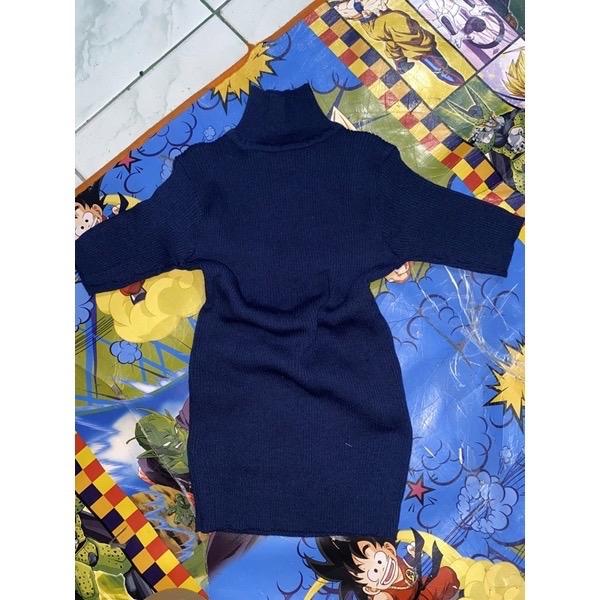 Atasan Rajut Wanita Turtleneck - Kerah Tinggi Lengan Pendek - Kaos Turtleneck Rib Tangan pendek 8