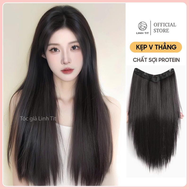 Kẹp V thẳng -Kẹp trợ lực dáng thẳng chất tóc tơ độ dài 45-55cm [ Tóc Giả LINH TIT ]