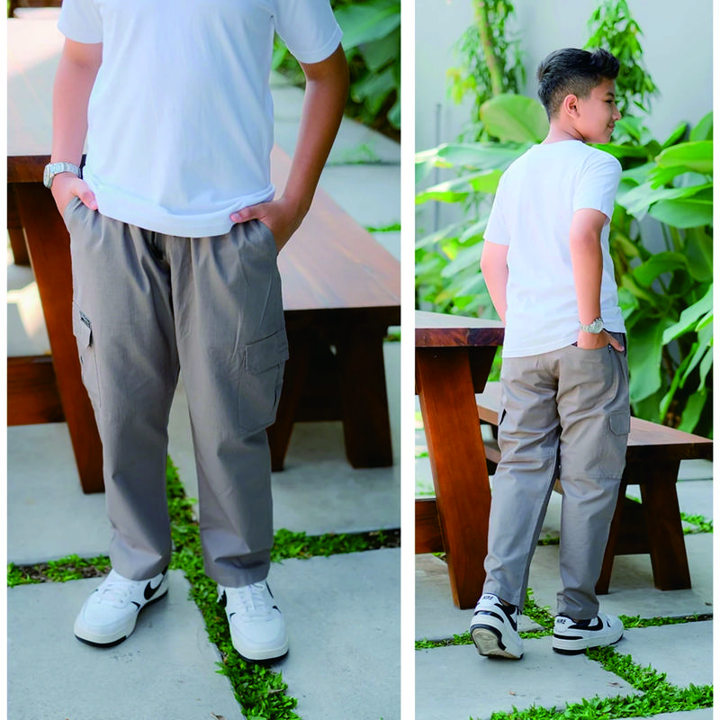 Celana Panjang Chinos Cargo Anak Usia 8 - 13 Tahun Reguler Chino Kargo Casual Lebaran Kolor Pinggang Rib Premium Distro 3