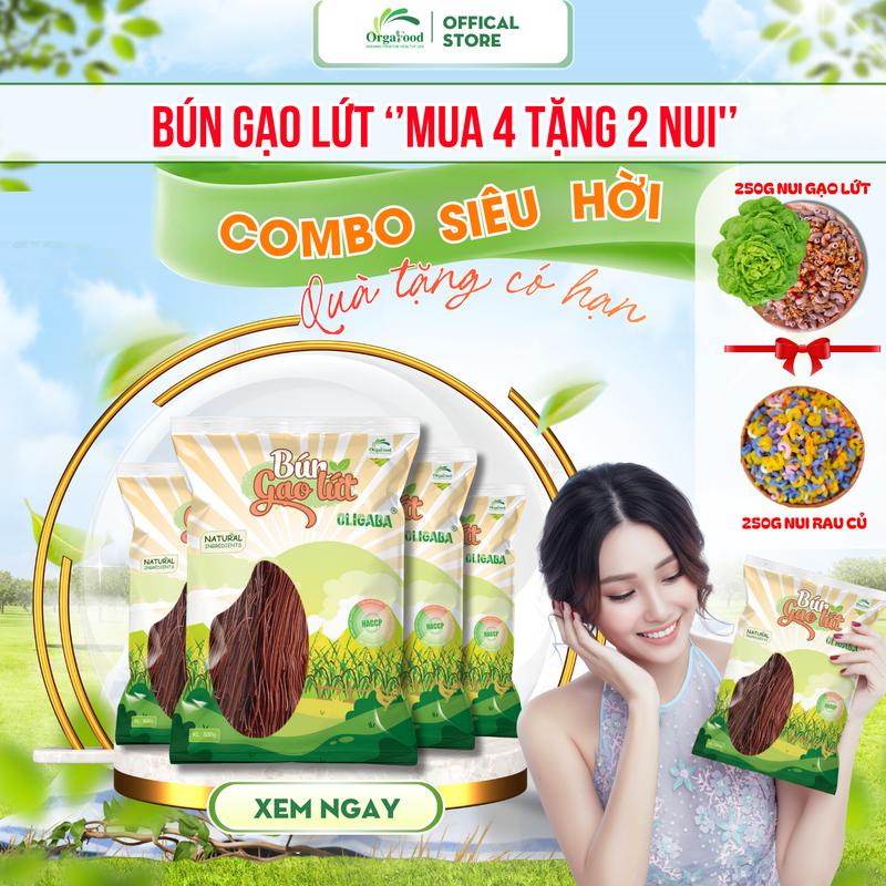   COMBO SIÊU HỜI  Bún gạo lứt Orgafood 500g  Mua 4 tặng 2 nui 250g  ăn thực dưỡng ăn chay healthy eatclean 