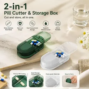 Alat pemotong tablet kecil | Medicine Splitter Dengan Storage Box | Pill Cutter | Ada Tempat Penyimpanan Obat