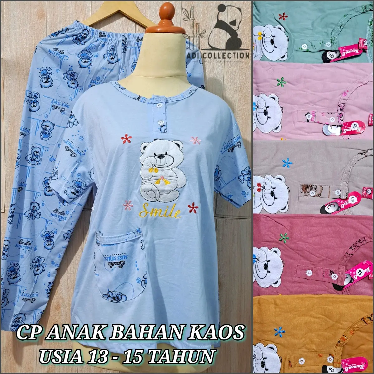 BAJU TIDUR ANAK USIA 13 - 15 TH // SETELAN LENGAN PENDEK CELANA PANJANG BAHAN KAOS / BABYDOLL PIYAMA ANAK PEREMPUAN TANGGUNG
