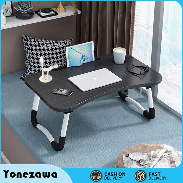 Bàn Gỗ Gấp Gọn Di Động KHAY USB TẶNG KÈM QUẠT VÀ ĐÈN Ngồi Giường Tiện Lợi Có Khay Để Điện Thoại Khay Để Ly Nước Kèm Khe USB Tiện Năng