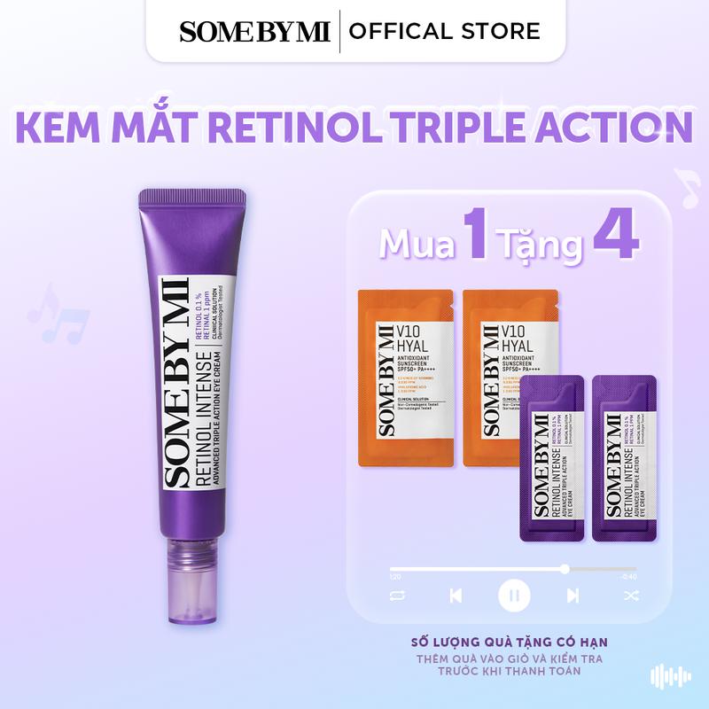 [QT 02 kem chống nắng V10 1.5g + 02 kem mắt 1ml ] Some By Mi Kem dưỡng mắt Retinol Intense Advanced Triple Action Eye Cream 30ml
