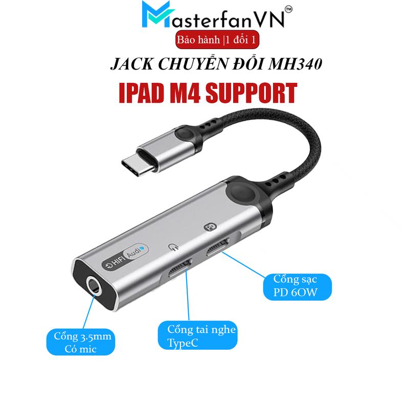 Jack Chuyển Đổi Type C Vừa Sạc Vừa Nghe 3 in 1 MasterfanVN, Cổng C ra 2 typeC và 1 3.5mm, Có Mic, Sạc Nhanh PD, Sạc Điện Thoại phone Phụ Kiện USB Type C
